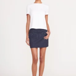 ANNETTE SKIRT | NAVY PINSTRIPE