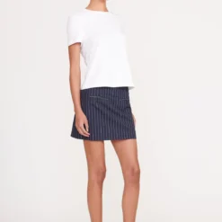 ANNETTE SKIRT | NAVY PINSTRIPE -Outlet Attirion Store 063 230516 Staud Fall Ecom 03256 web