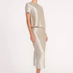 INGRID TOP | SILVER -Outlet Attirion Store 12 INGRID TOP TULIP SKIRT SILVER 0177 web