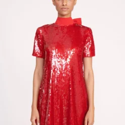 MINI ILANA DRESS | POINSETTIA SEQUINS -Outlet Attirion Store 226 MINI ILANA SEQUIN POINSETTIA 0417 web