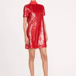 MINI ILANA DRESS | POINSETTIA SEQUINS -Outlet Attirion Store 228 MINI ILANA SEQUIN POINSETTIA 0405 web