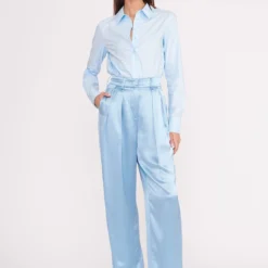 LUISA PANT | FRENCH BLUE SATIN -Outlet Attirion Store Copyof013 230601 Staud Fall Ecom 00963 web