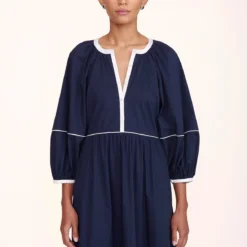 DEMI DRESS | NAVY WHITE -Outlet Attirion Store Demi Dress Navy 02458 web