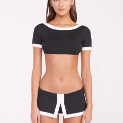 PENNY SWIM SKIRT | BLACK WHITE