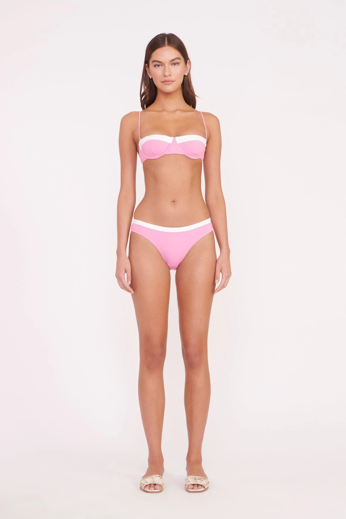 JO BALCONETTE BIKINI TOP | CORAL PINK WHITE - Image 2
