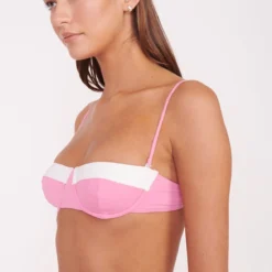 JO BALCONETTE BIKINI TOP | CORAL PINK WHITE -Outlet Attirion Store LIV BIKINI TOP GEMMA BOTTOM CORAL PINK 00168 web