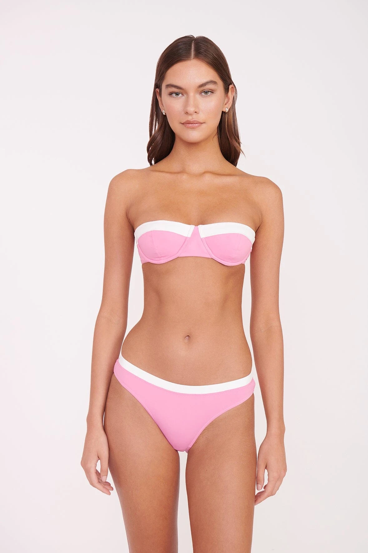 JO BALCONETTE BIKINI TOP | CORAL PINK WHITE
