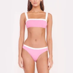 LIV BIKINI TOP | CORAL PINK WHITE