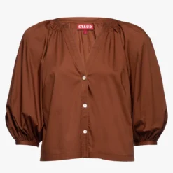 DILL TOP | TAN -Outlet Attirion Store STAUD NEW DILL TOP TAN POPLIN FALL ECOM 21 1