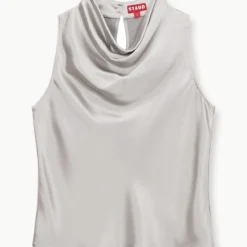 GESTURE TOP | SILVER 10 GESTURE TOP | SILVER -Outlet Attirion Store STAUD GESTURE WOVENTOP SILVER FALL 23 ECOM 1