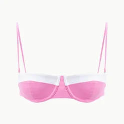 JO BALCONETTE BIKINI TOP | CORAL PINK WHITE -Outlet Attirion Store STAUD JOBALCONETTEBIKINI TOP CPWH SUPF 23 ECOM 1