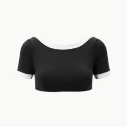 LILY SHORT SLEEVE BIKINI TOP | BLACK WHITE 10 LILY SHORT SLEEVE BIKINI TOP | BLACK WHITE -Outlet Attirion Store STAUD LILYSHORTBIKINI TOP BLACKWHITE SUPF 23 ECOM 1 1
