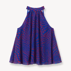 MARLOWE TOP | LAPIS WAVY DOT -Outlet Attirion Store STAUD MARLOWE TOP LAPIS WAVY DOTS SUPF 23 ECOM 1