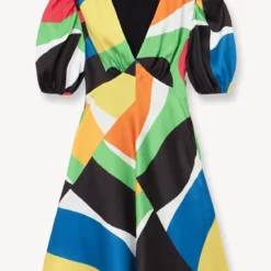 MINI MILLA DRESS | MARBLE WAVE -Outlet Attirion Store STAUD MINI MILLA DRESS MARBLE WAVE SUPF 23 ECOM 1 1