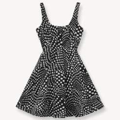 MINI WELLS DRESS | BLACK WAVY DOT -Outlet Attirion Store STAUD MINI WELLS DRESS BLACK WAVY DOTS SUPF 23 ECOM 1