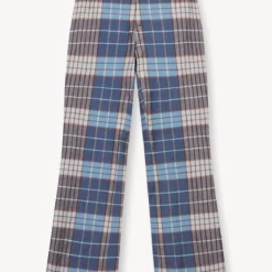 PIROUETTE PANT | FRENCH BLUE MEGA PLAID 8 PIROUETTE PANT | FRENCH BLUE MEGA PLAID -Outlet Attirion Store STAUD PIROUETTE PANT FRENCH BLUE MEGA PLAID FALL 23 ECOM 1