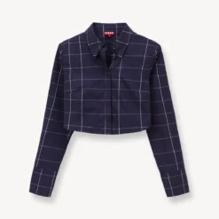 SENECA TOP | NAVY PLAID -Outlet Attirion Store STAUD SENECA TOP NAVY PLAID SUPF 23 ECOM 1