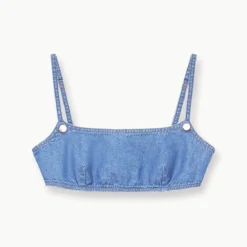 STAUD + WRANGLER THE JEAN BIKINI TOP | MID BLUE -Outlet Attirion Store STAUD THEJEANBIKINI DENIM MIDBLUE WRANGLER 23 ECOM 1