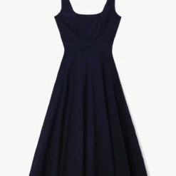 WELLS DRESS | NAVY -Outlet Attirion Store STAUD WELLS DRESS NAVY HOLIDAY 22 ECOM 1