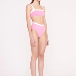 DEVON HIGH RISE BIKINI BOTTOM | CORAL PINK WHITE -Outlet Attirion Store Swim 001 00015 web