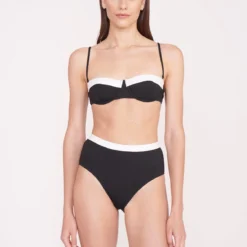 DEVON HIGH RISE BIKINI BOTTOM | BLACK WHITE