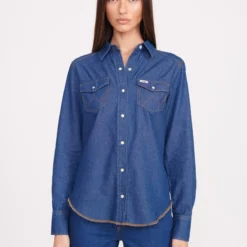 STAUD + WRANGLER THE WESTERN SHIRT | DARK RINSE