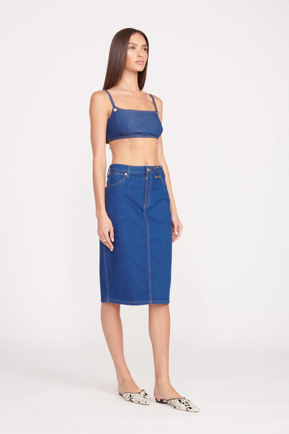 STAUD + WRANGLER THE PENCIL SKIRT | DARK RINSE 2 STAUD + WRANGLER THE PENCIL SKIRT | DARK RINSE - Image 2