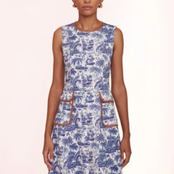 BAIT DRESS | BLUE TOILE WHISKEY -Outlet Attirion Store bait dress blue toile 00575 web