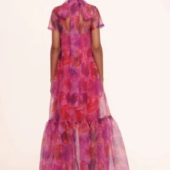 CALLUNA DRESS | MAGENTA PAINTED FLORAL -Outlet Attirion Store calluna dress magenta 00780 web