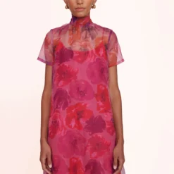 CALLUNA DRESS | MAGENTA PAINTED FLORAL -Outlet Attirion Store calluna dress magenta 00788 web