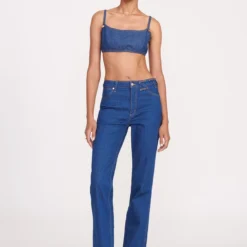STAUD + WRANGLER THE JEAN BIKINI TOP | DARK RINSE -Outlet Attirion Store fall 23 1810 web