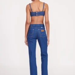 STAUD + WRANGLER THE JEAN BIKINI TOP | DARK RINSE -Outlet Attirion Store fall 23 1823 web