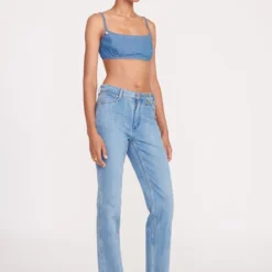 STAUD + WRANGLER THE JEAN BIKINI TOP | MID BLUE -Outlet Attirion Store fall 23 1903 web