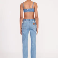 STAUD + WRANGLER THE JEAN BIKINI TOP | MID BLUE -Outlet Attirion Store fall 23 1914 web