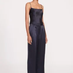 LUISA PANT | NAVY SATIN -Outlet Attirion Store fall 23 2105 web