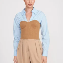 HAZEL TOP | CAMEL FRENCH BLUE