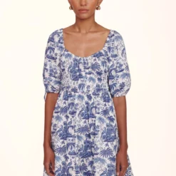 MINI FAYE DRESS | BLUE TOILE -Outlet Attirion Store mini faye dress blue toile 00621 web