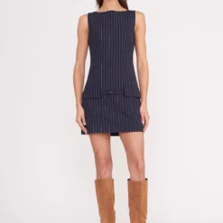 SHEILA DRESS | NAVY PINSTRIPE